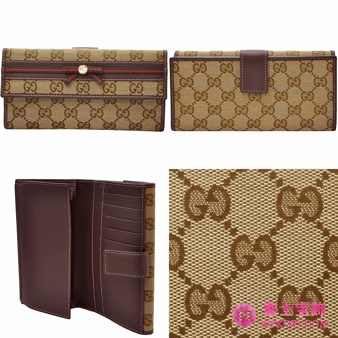 GUCCI/グッチ 2012年春夏MAYFAIR定番キャンバスGG柄Gディテールシグネチャーウェブ2つ折り長財布 256933 FFKPG 9791 